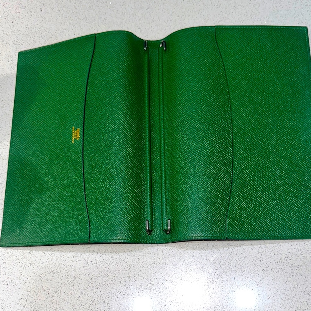 HERMES Green Leather GM Agenda Cover